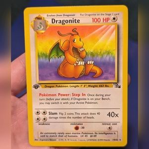 1ST EDITION FOSSIL DRAGONITE flawless, stunning, one owner MINT